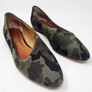 1. State Ballet Flat Women 8M Bennie Green Camo Suede Asymmetric Pointed Toe